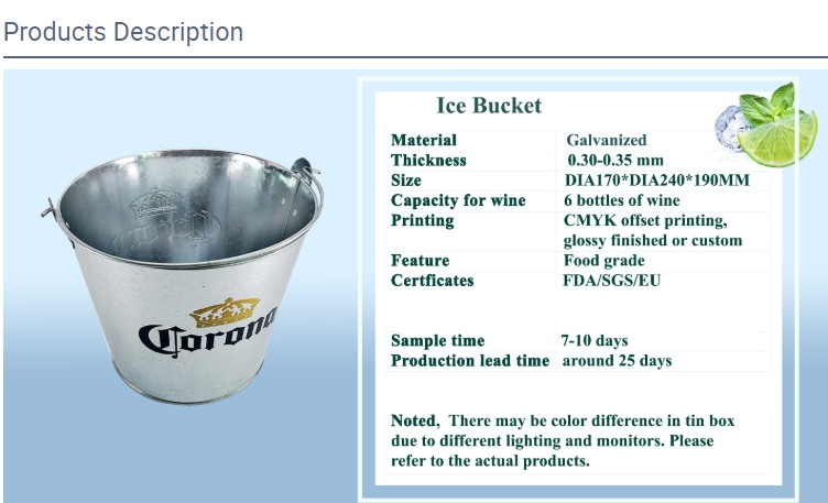 METAL BUCKET SIZE